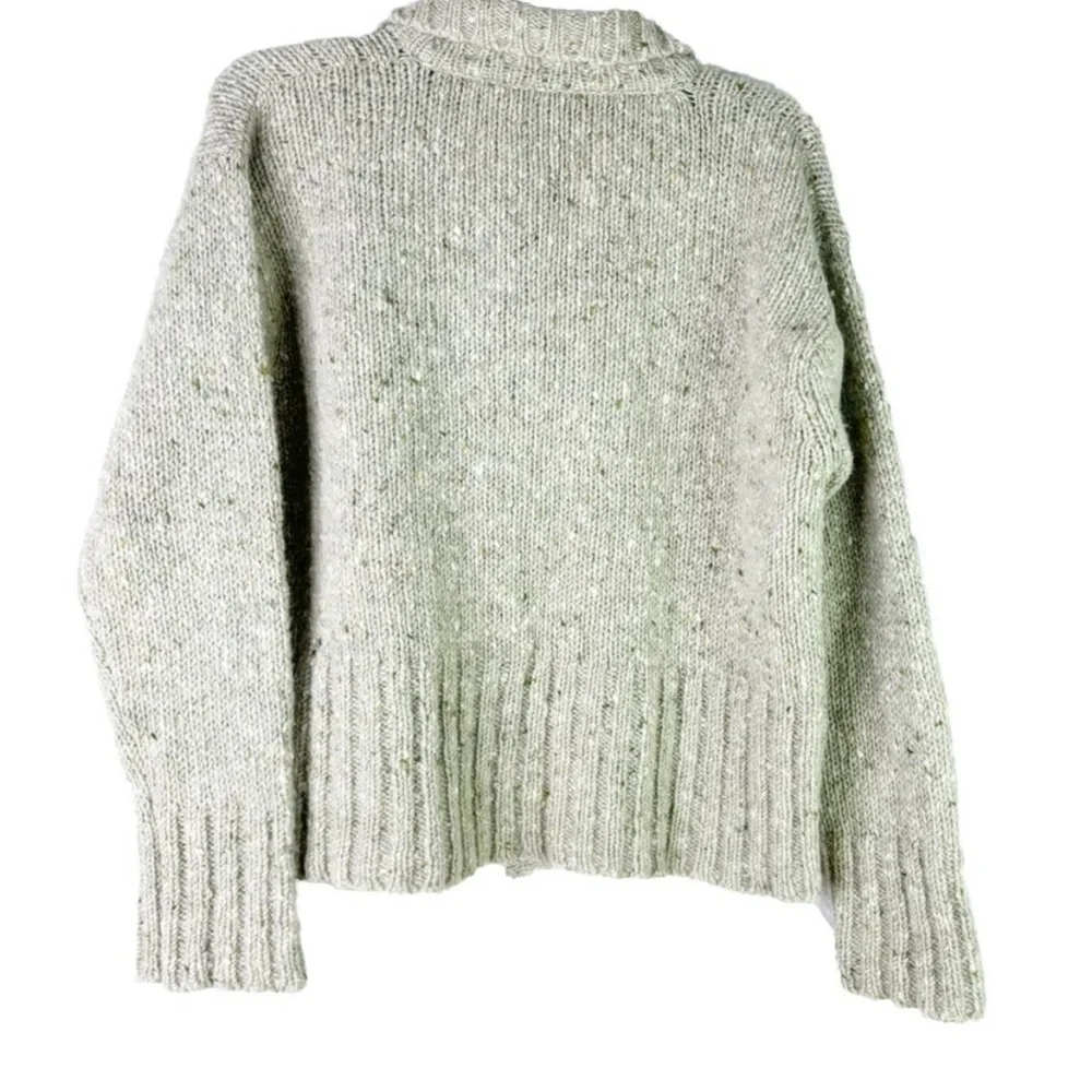 Rossan Donegal Large Wool Neutral Oatmeal Sweater Cardigan Button Up EUC - Picture 6 of 6